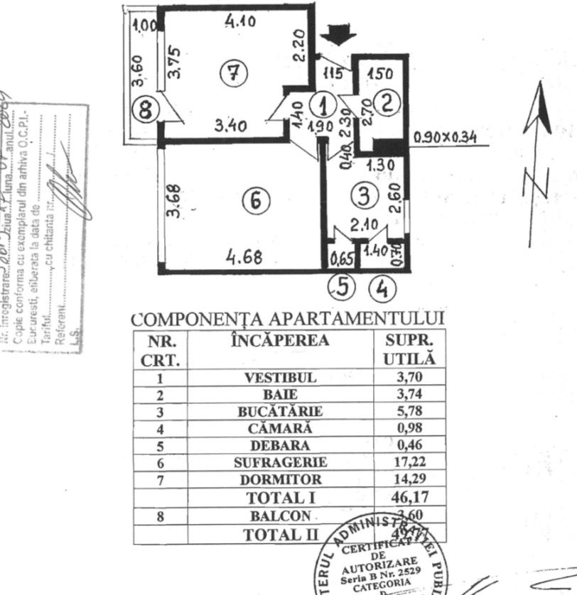 Apartament cu 2 camere 49,77 mp  Bd. Cantemir  Unirii